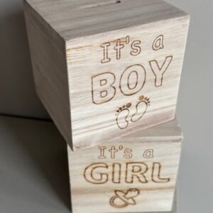 Spaarpot hout boy / girl